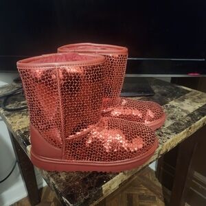UGG Kids Red Sparkle Boots